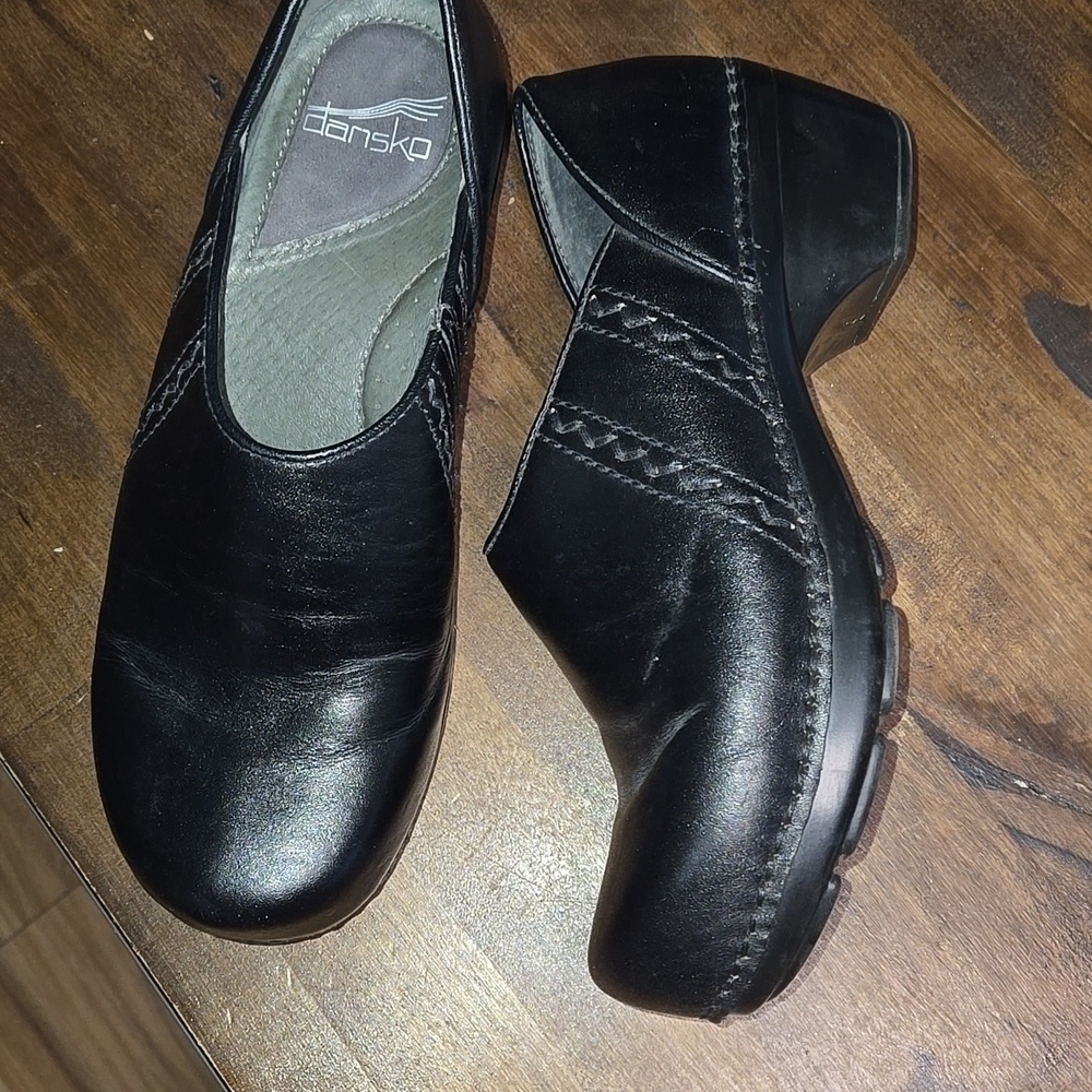 Dansko Sienna Black Leather Professional Clog Mule Leather Size 38 7.5 US